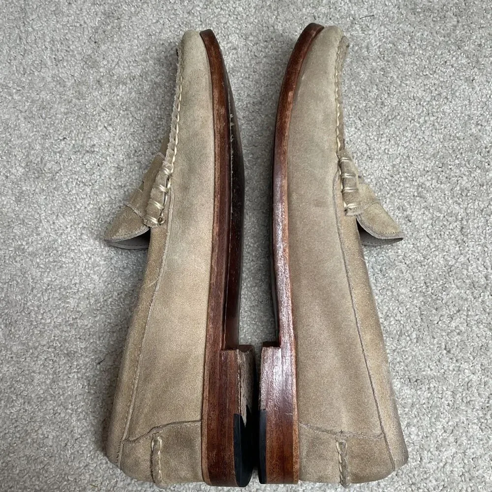 Allen Edmonds SORRENTO Men's Italian Penny Loafers 10.5 D Tobacco Suede Tan $475